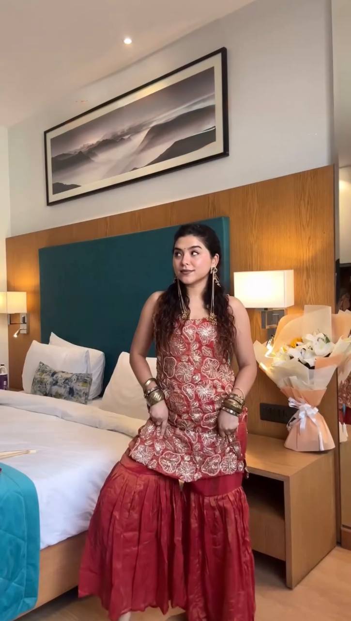 Suhana Red Simmer Shine Sharara Set