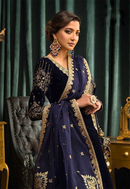 Amaira Premium Velvet Heavy Embroidery Sequence Gown