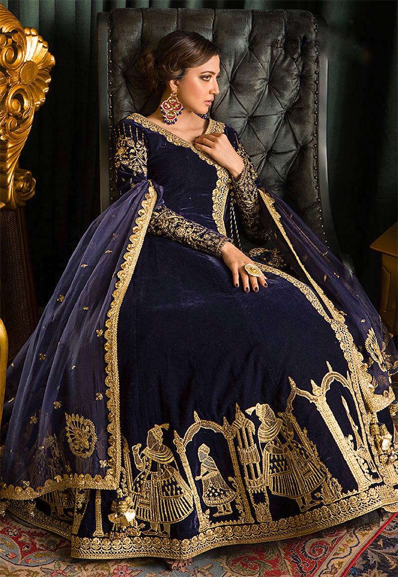 Amaira Premium Velvet Heavy Embroidery Sequence Gown
