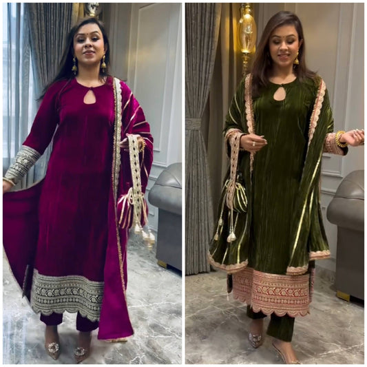 Zarreen Heavy Velvet Suit Set with Dupatta