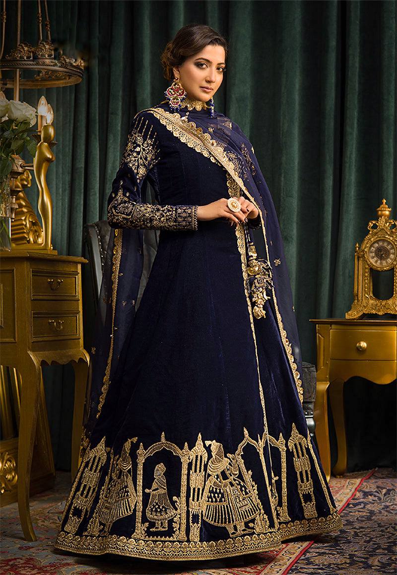 Amaira Premium Velvet Heavy Embroidery Sequence Gown