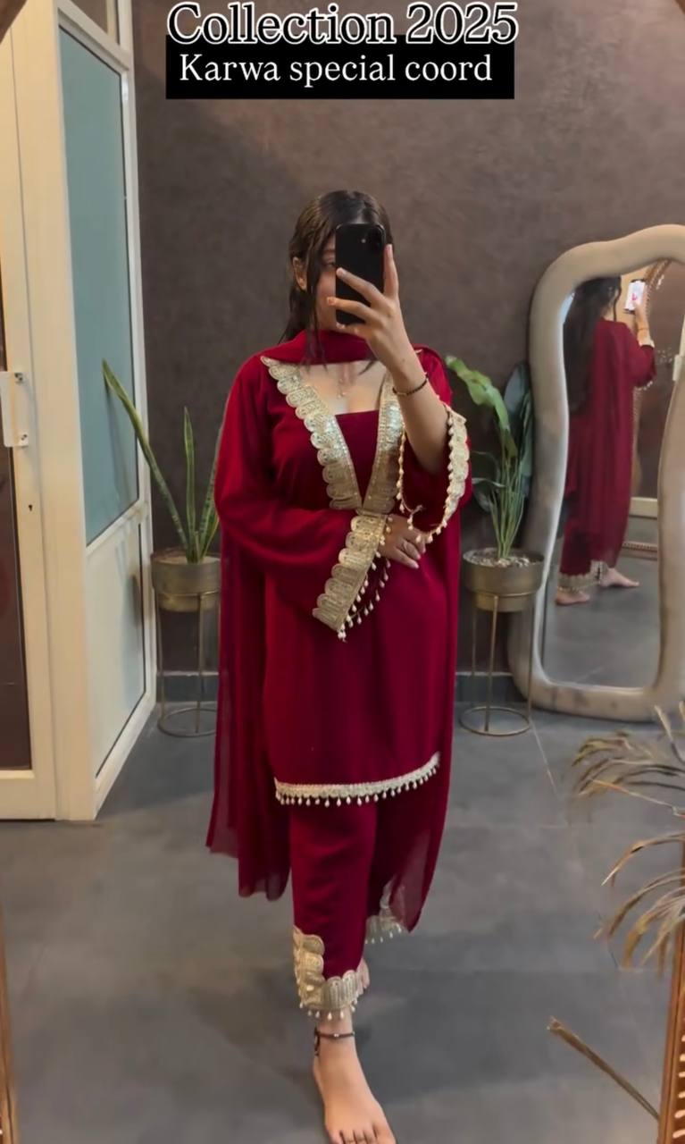 Zarisha Maroon Bloom Traditional Kurta Suit Set