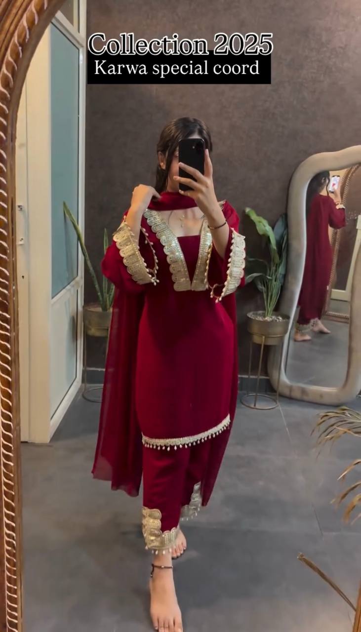 Zarisha Maroon Bloom Traditional Kurta Suit Set