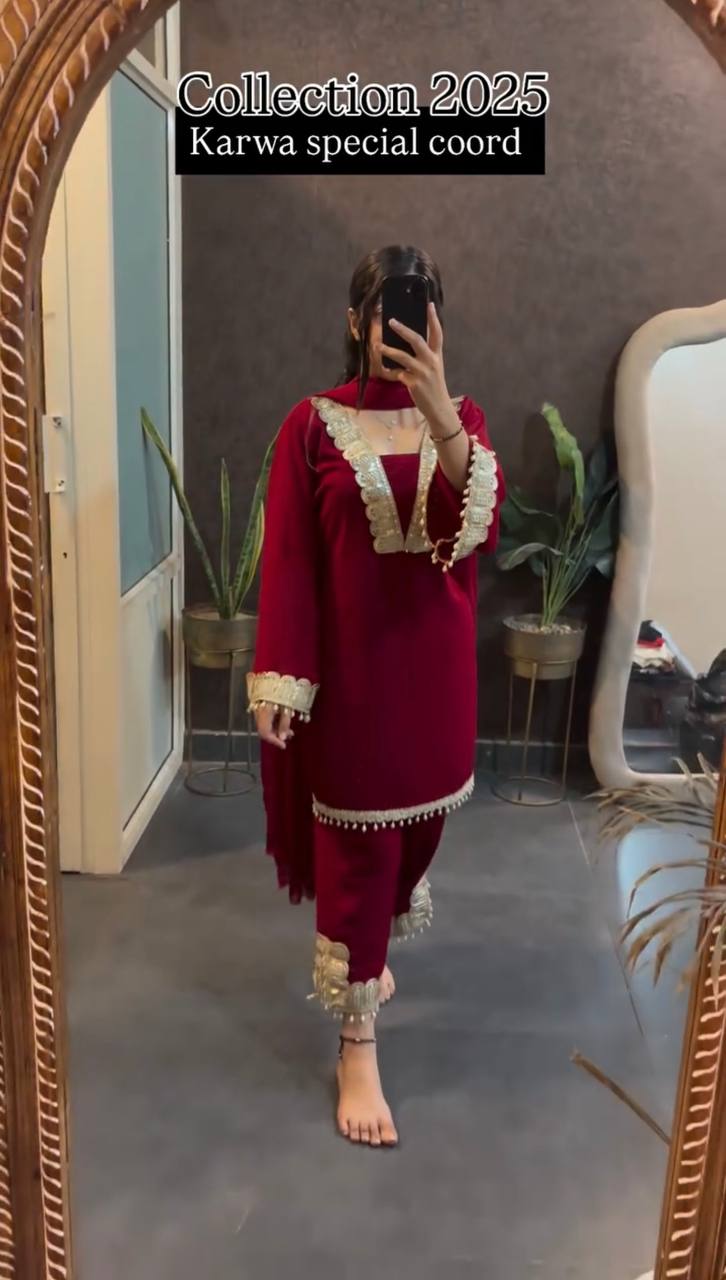 Zarisha Maroon Bloom Traditional Kurta Suit Set