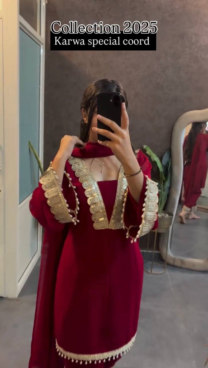 Zarisha Maroon Bloom Traditional Kurta Suit Set