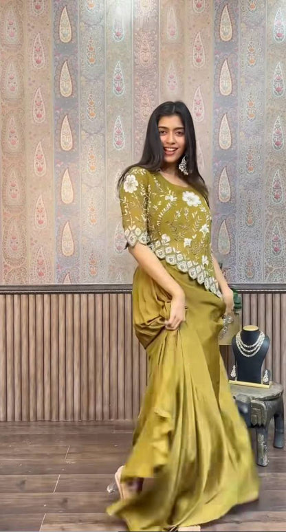 Aarzoo  Indo-western Ready To Wear Draped Side Plated Dhoti With Fancy