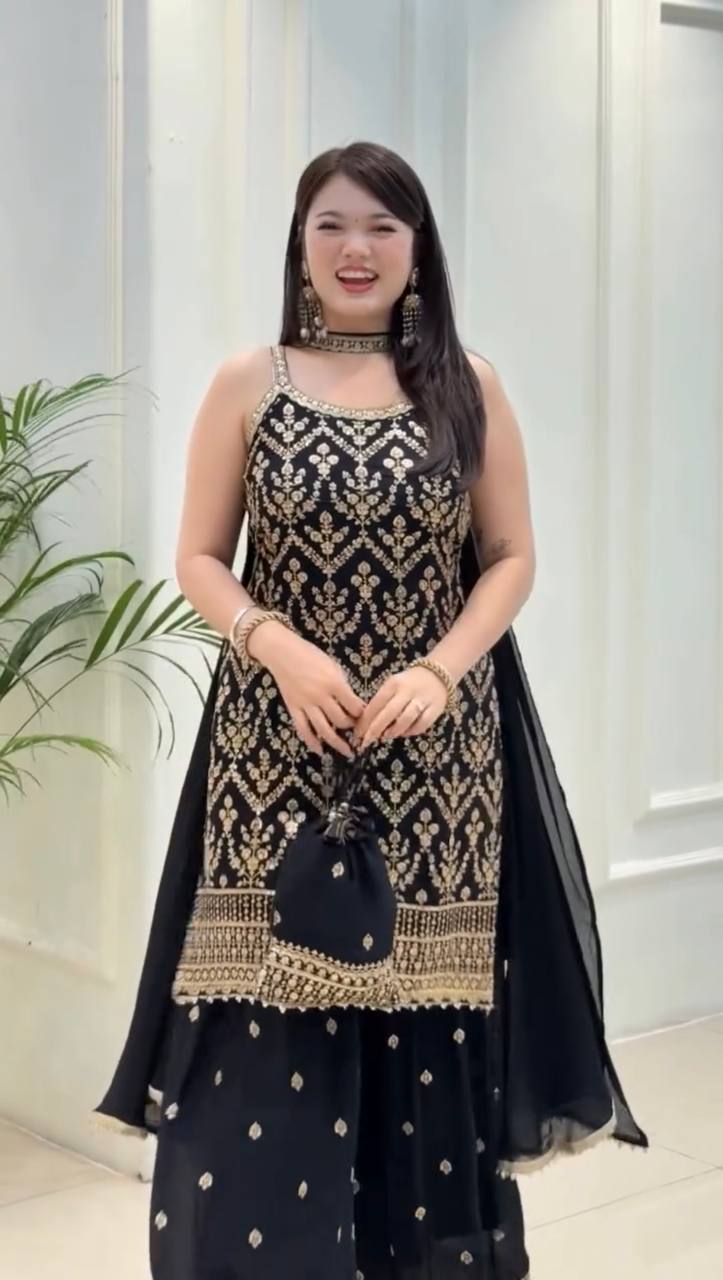 Moonlit Grace Designer Top Palazzo Set Ensemble