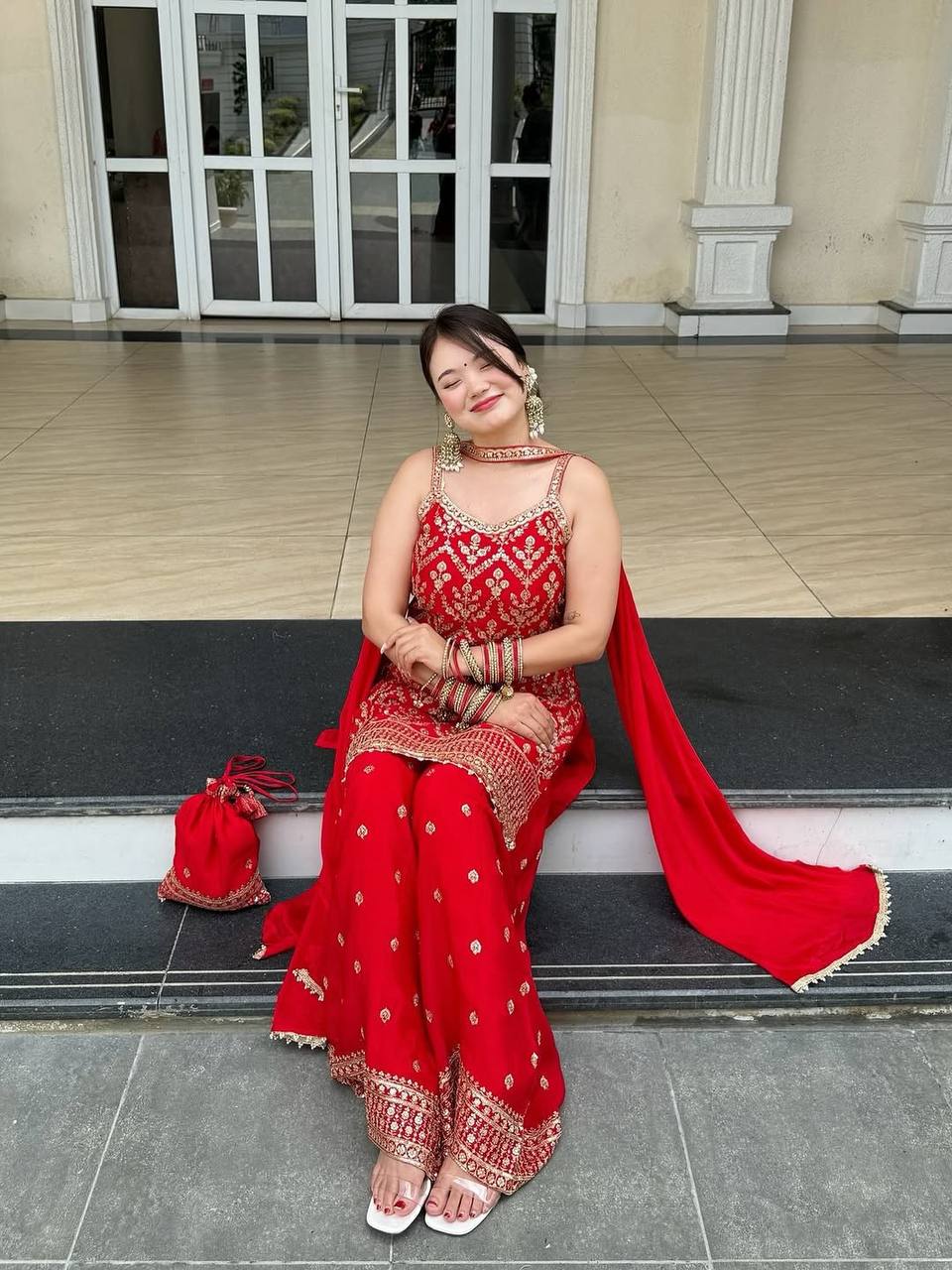 Moonlit Grace Designer Top Palazzo Set Ensemble