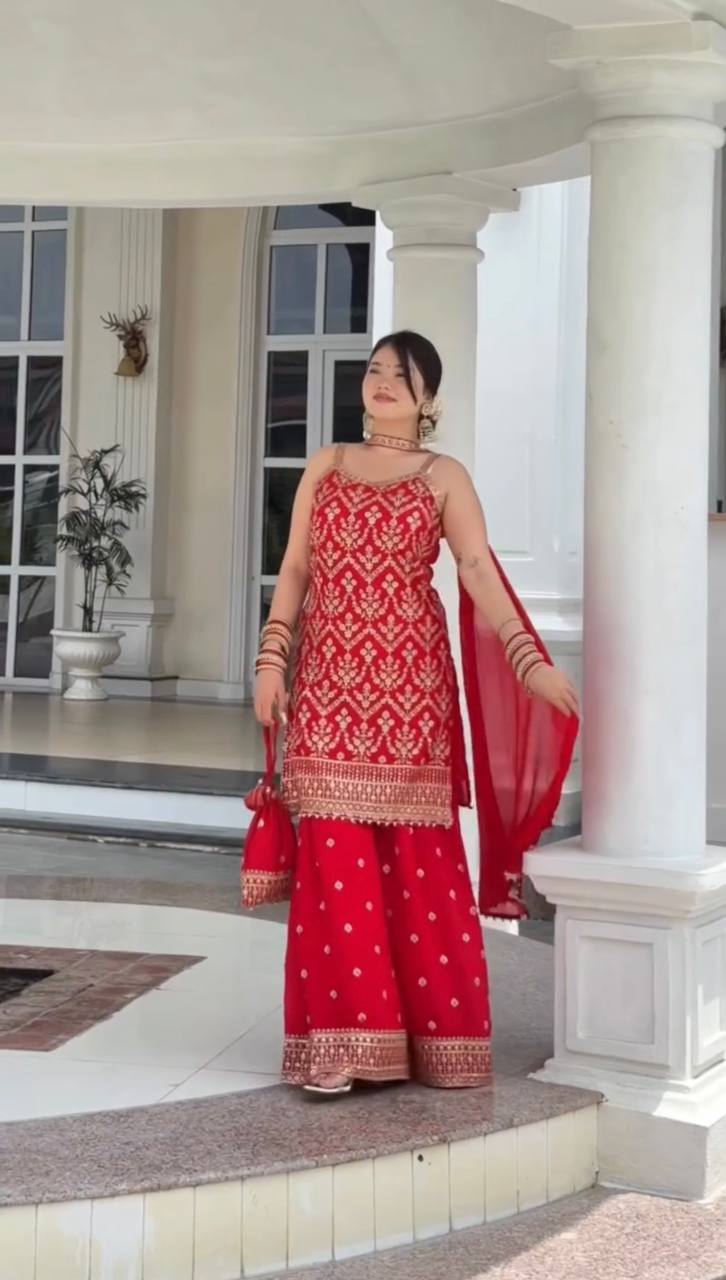 Moonlit Grace Designer Top Palazzo Set Ensemble