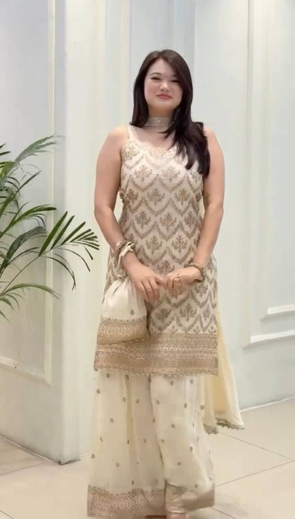 Moonlit Grace Designer Top Palazzo Set Ensemble