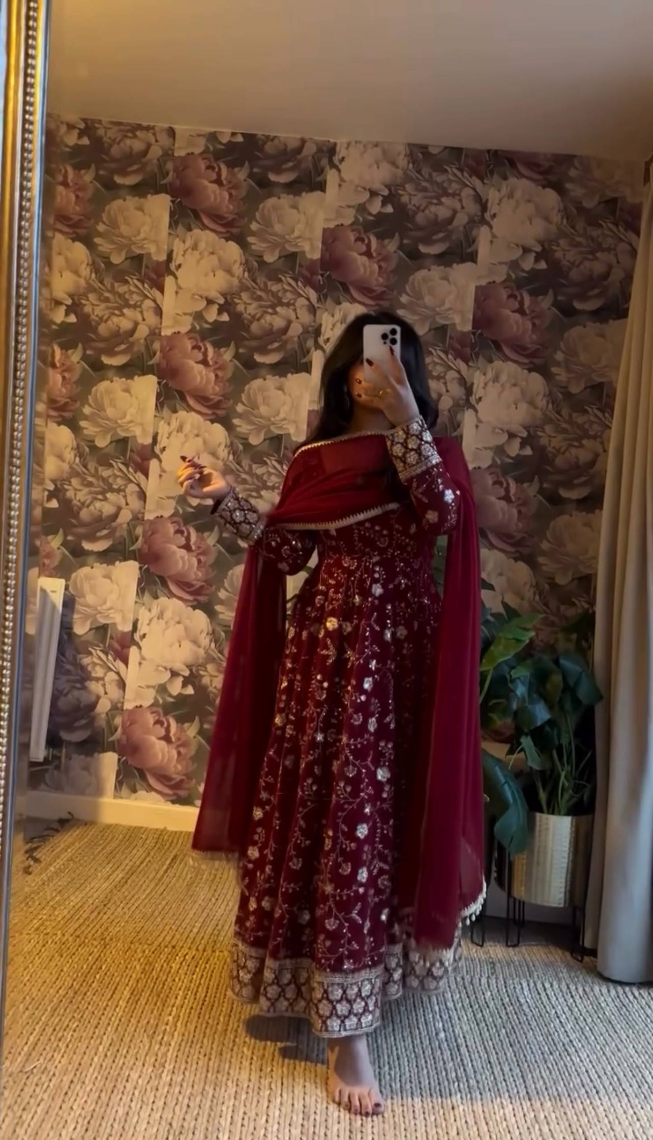 Tara’s Faux Georgette Anarkali Gown with Embroidery And Sequins