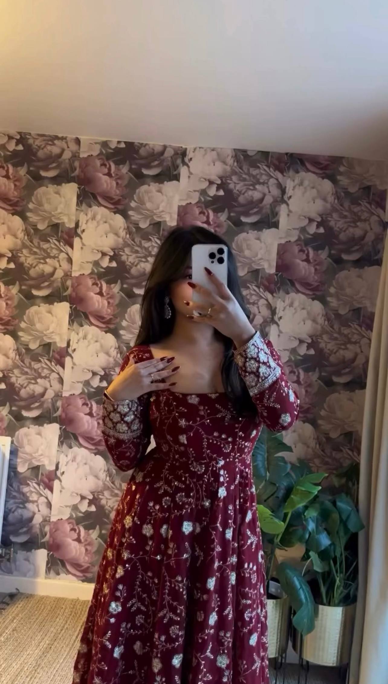 Tara’s Faux Georgette Anarkali Gown with Embroidery And Sequins