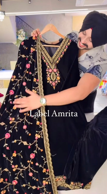 Nayab Velvet Floral Embroidery Festive Suit