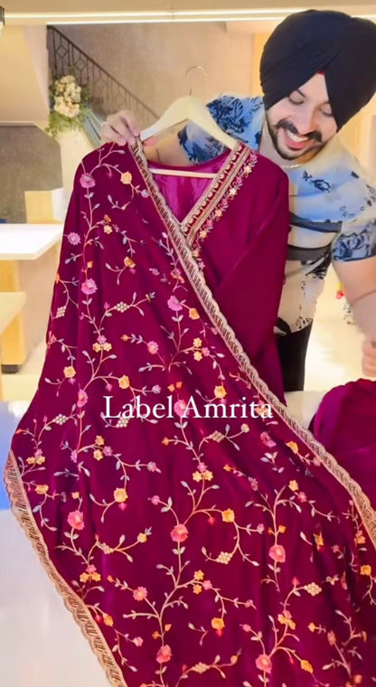 Nayab Velvet Floral Embroidery Festive Suit