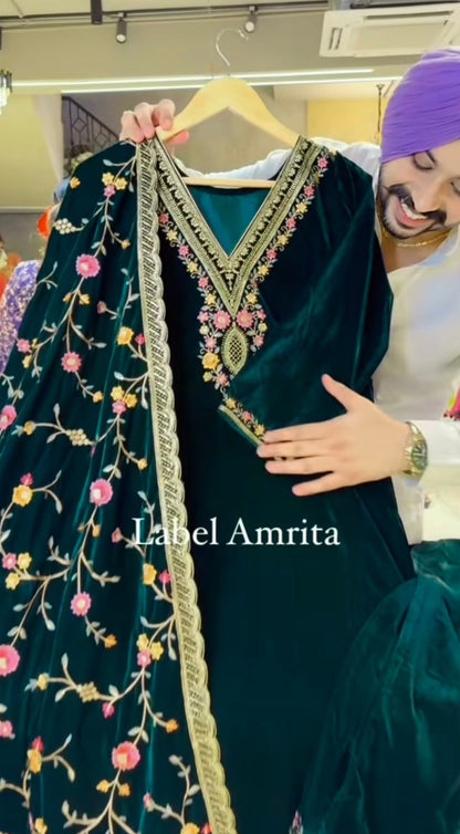 Nayab Velvet Floral Embroidery Festive Suit
