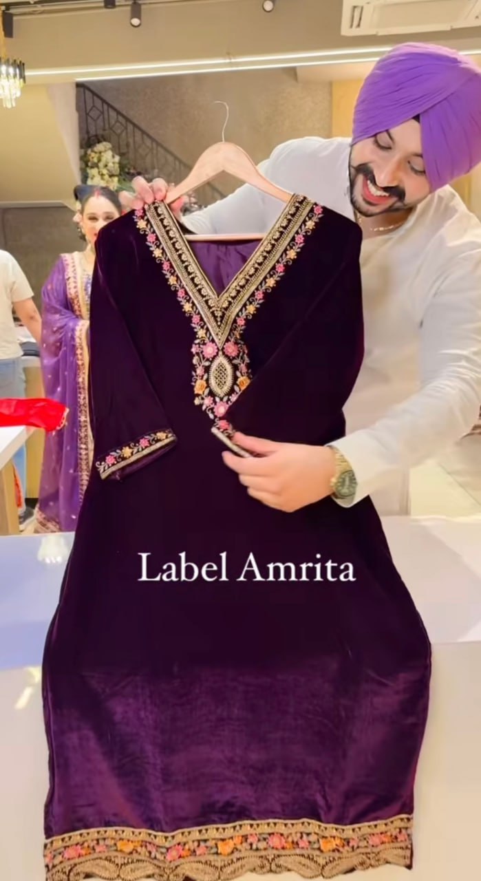 Nayab Velvet Floral Embroidery Festive Suit