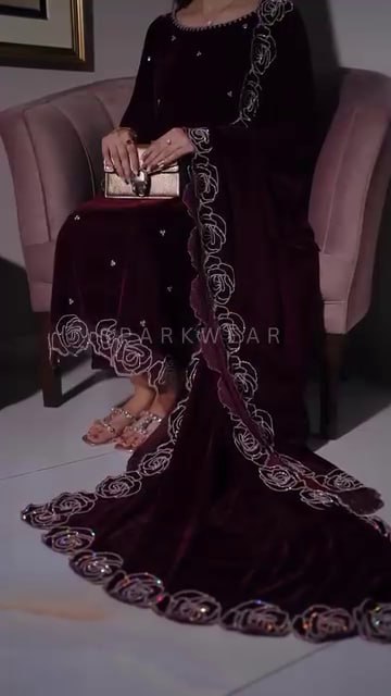 Celestial Shine Premium Viscose Velvet Top Pant Dupatta Set