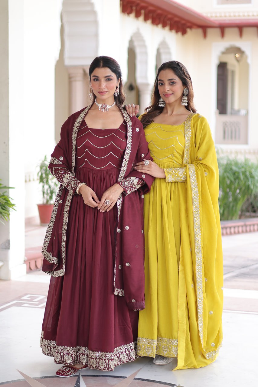 Naisha Luxury Embroidered Gown With Dupatta