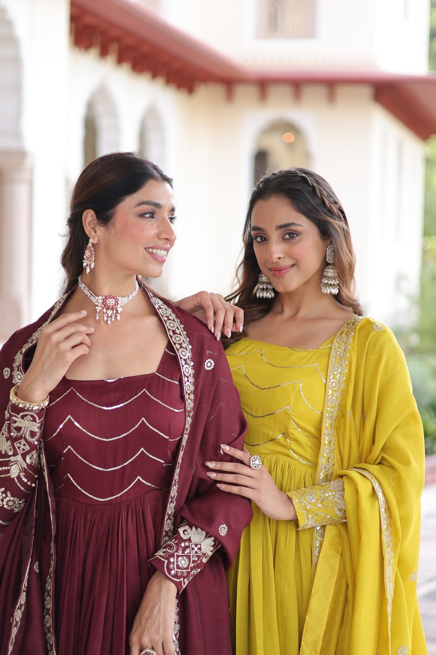 Naisha Luxury Embroidered Gown With Dupatta