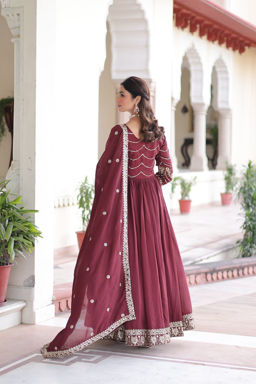 Naisha Luxury Embroidered Gown With Dupatta