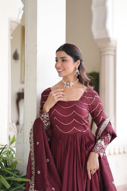 Naisha Luxury Embroidered Gown With Dupatta