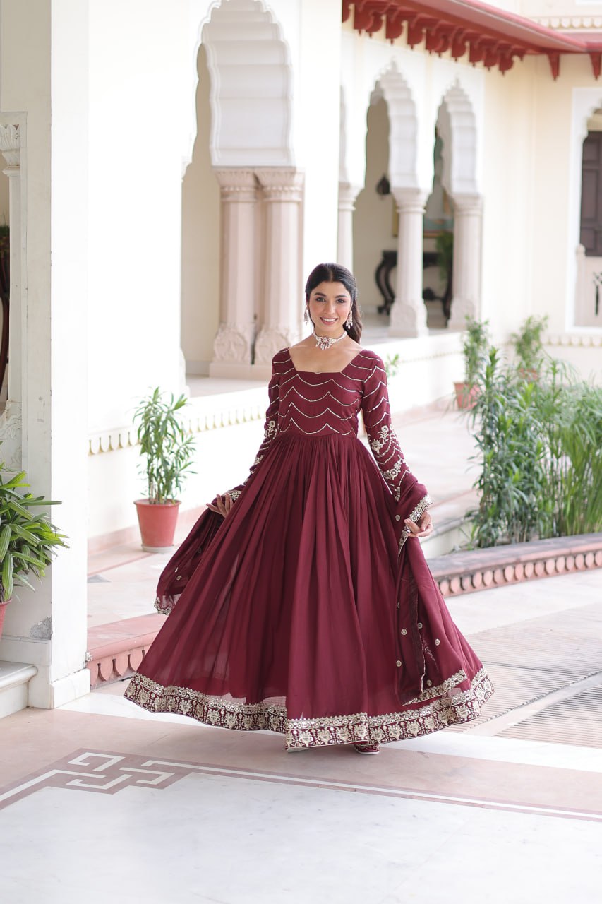 Naisha Luxury Embroidered Gown With Dupatta