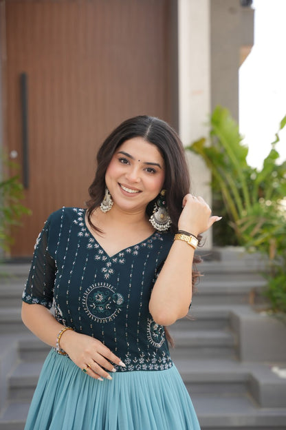 Anaya Rich Floral Digital Print Designer  Anarkali Gown