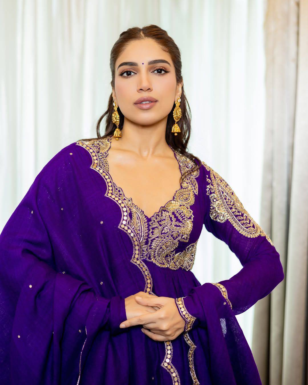 Aavya Violet Embroidered Gown Set with Dupatta