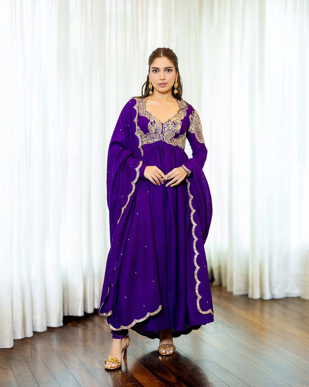 Aavya Violet Embroidered Gown Set with Dupatta