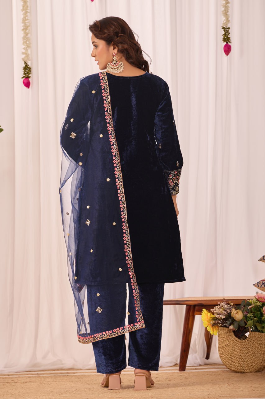 Rehana Heavy Velvet Embroidered Suit Set