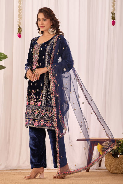 Rehana Heavy Velvet Embroidered Suit Set