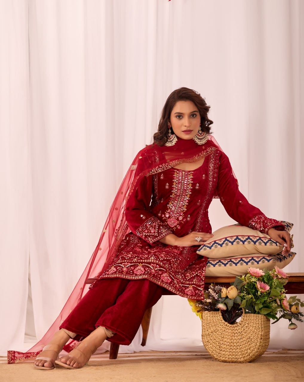 Rehana Heavy Velvet Embroidered Suit Set