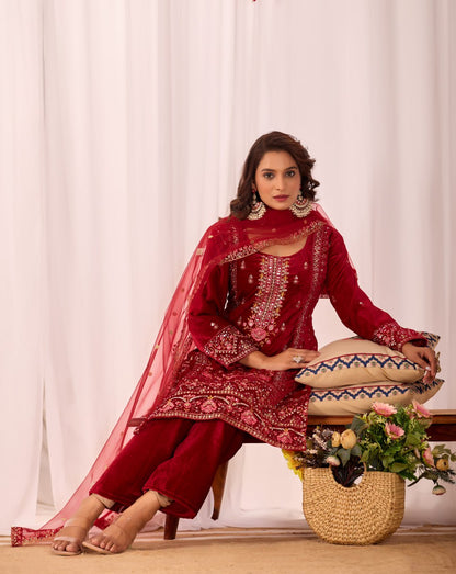 Rehana Heavy Velvet Embroidered Suit Set