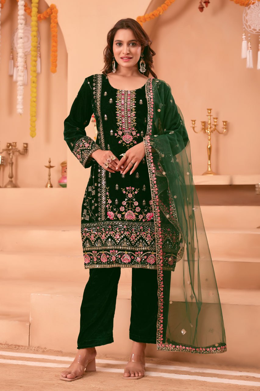 Rehana Heavy Velvet Embroidered Suit Set