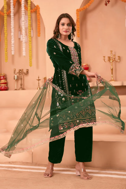 Rehana Heavy Velvet Embroidered Suit Set