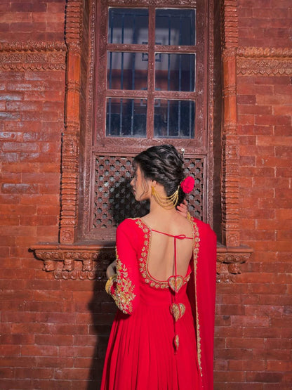 Two Shades of Royal Draped in Olive Grace and Scarlet Majesty