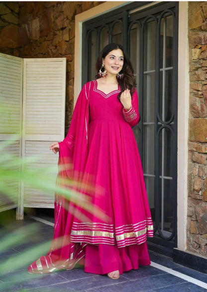 Glamorous Rani Pink Designer Party Wear Graceful Gown