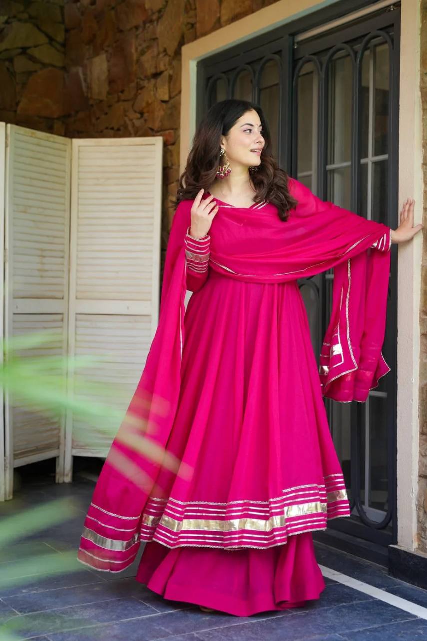 Glamorous Rani Pink Designer Party Wear Graceful Gown