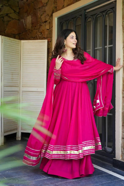 Glamorous Rani Pink Designer Party Wear Graceful Gown
