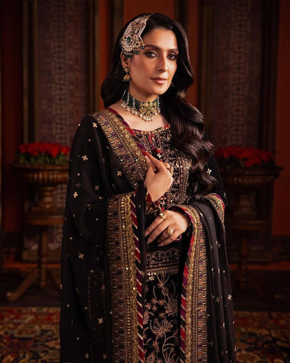 Rehmat Black Royal Velvet  Suit Set Traditional Festive Magic