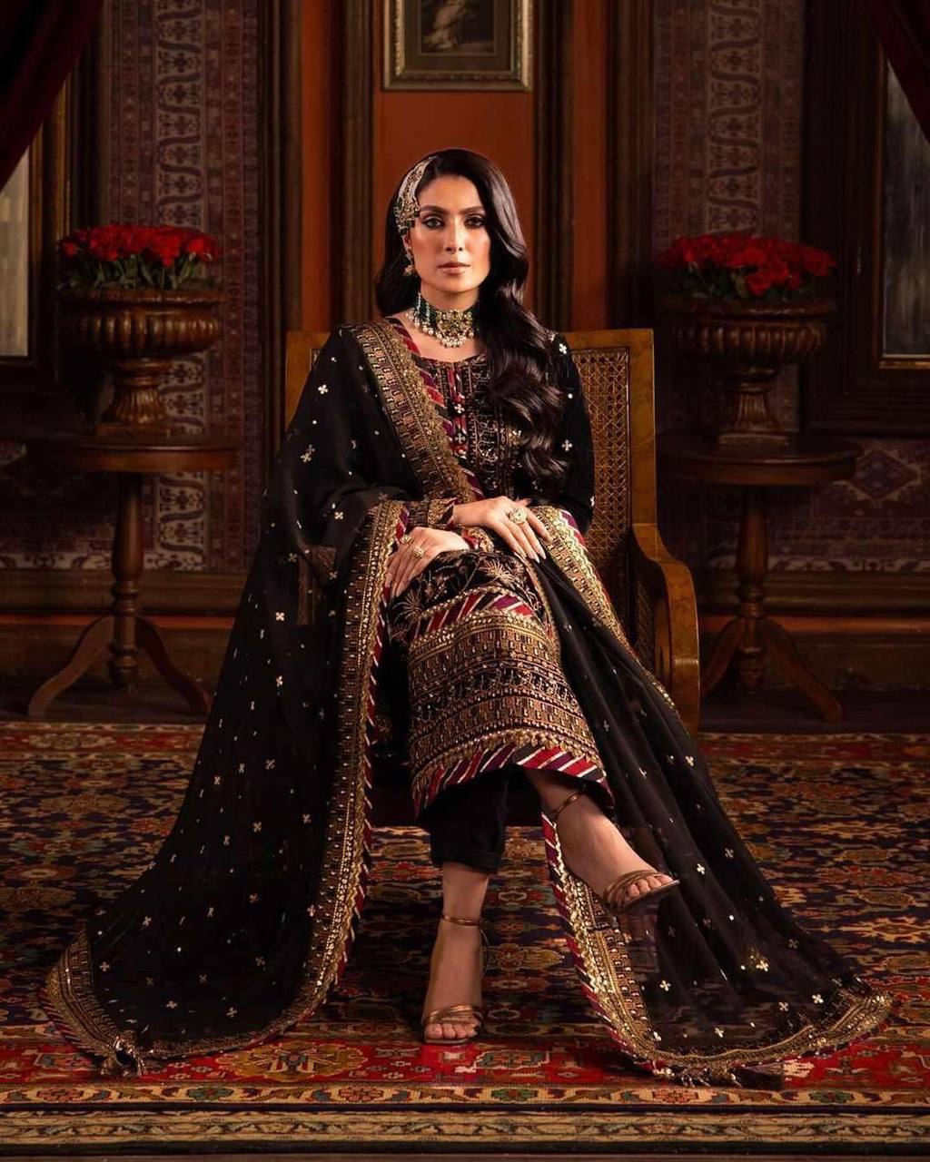 Rehmat Black Royal Velvet  Suit Set Traditional Festive Magic