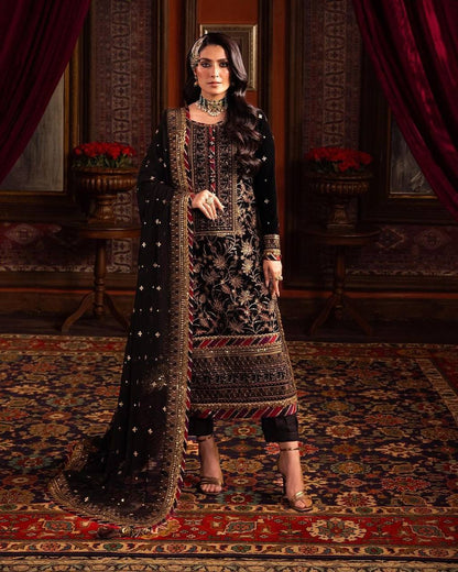 Rehmat Black Royal Velvet  Suit Set Traditional Festive Magic