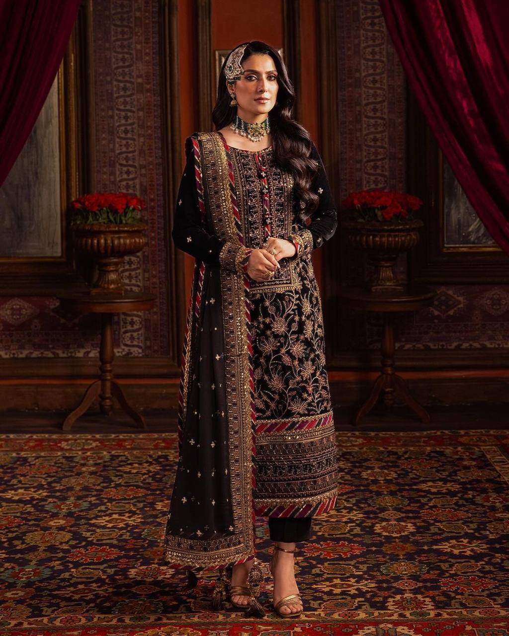Rehmat Black Royal Velvet  Suit Set Traditional Festive Magic