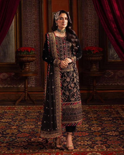 Rehmat Black Royal Velvet  Suit Set Traditional Festive Magic