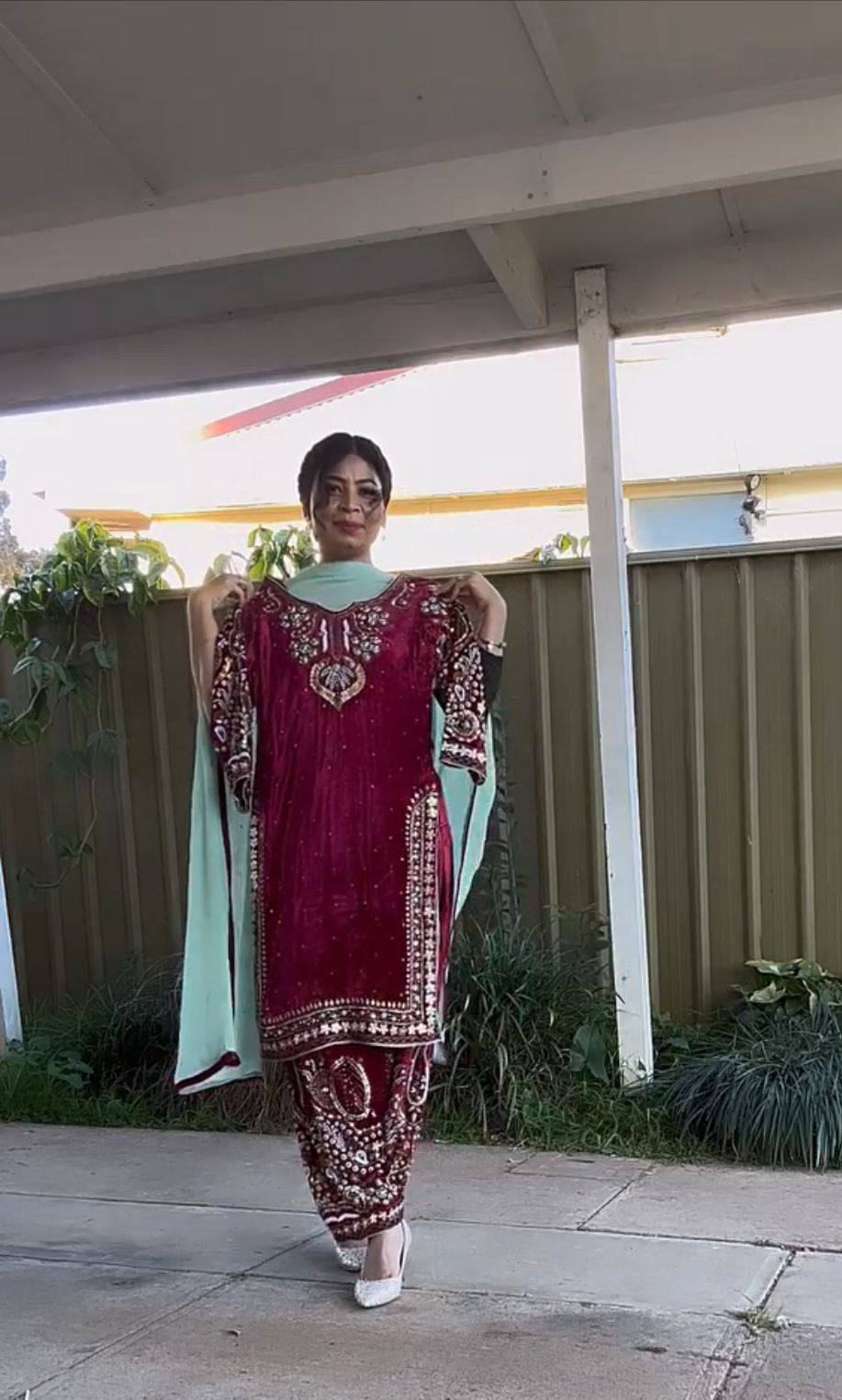 Mehar Velvet Elegance Embroidered Suit Set