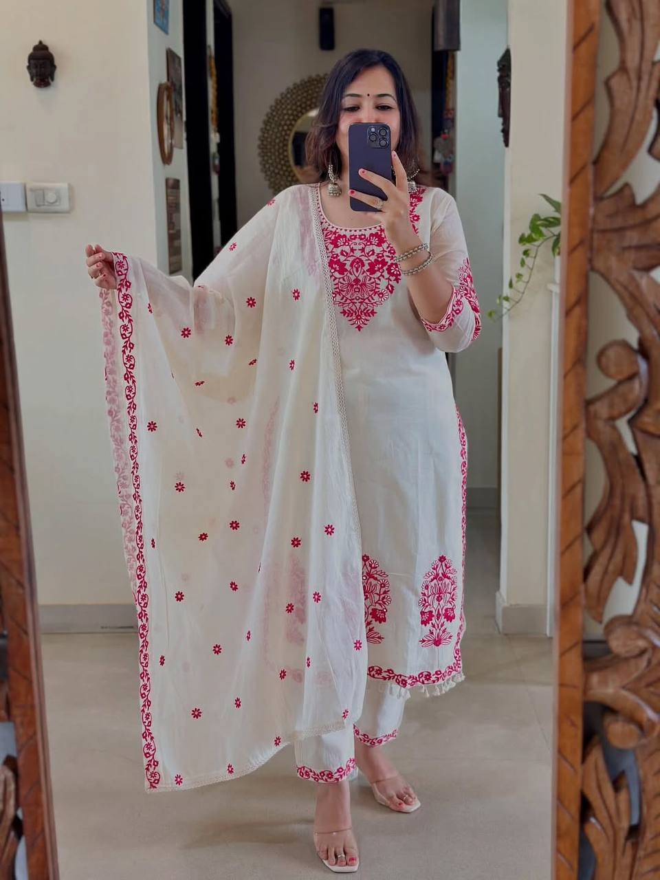 Whispers of Pink on Cloud White