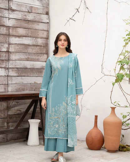 Elegant Sky Blue Embroidered Kurta Set Minimalist Summer Look