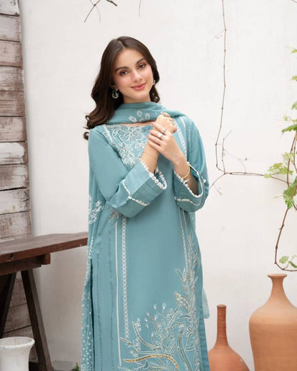 Elegant Sky Blue Embroidered Kurta Set Minimalist Summer Look