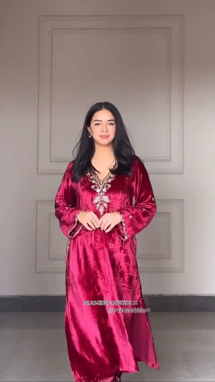 Velvet Glow Embellished Premium Suit Set