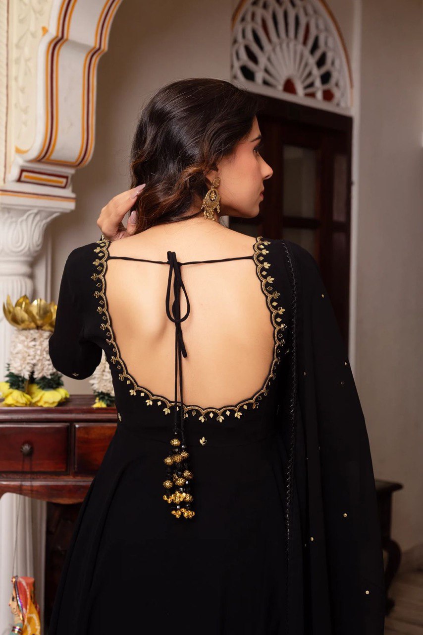Mehfil Black Grace Ensemble Handwork Anarkali Suit